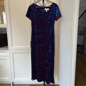 ALGO Midnight Blue Crushed Velvet Maxi Dress Size 14